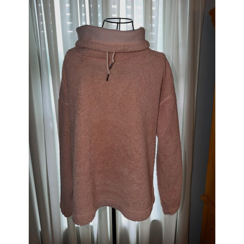 Cuddl Duds Softwear with Stretch Pink Fleece Cowl Neck Drawstring M Sweatshirt